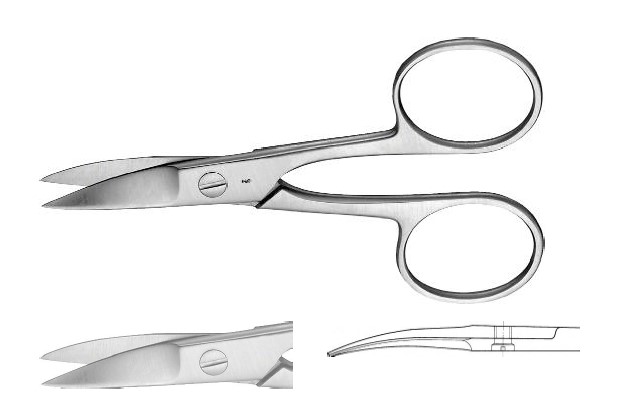 Ножиці для нігтів вигнуті 90 мм